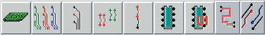 Figure 5. Dialogue icons make it easy to set constraints at different levels. Shown, from left to right are icons for: default, class, net, group, pin pair, decal, and component, differential pairs, and conditional rules